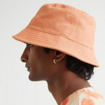 Men Orange Cotton Twill Bucket Hat