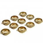 Set of 10 Decorative Brass Diya Oil Lamp Candle Holder