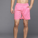 "Men Pink Solid Swim Shorts "