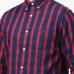 "Men Navy Blue Classic Striped Organic Cotton Casual Shirt "