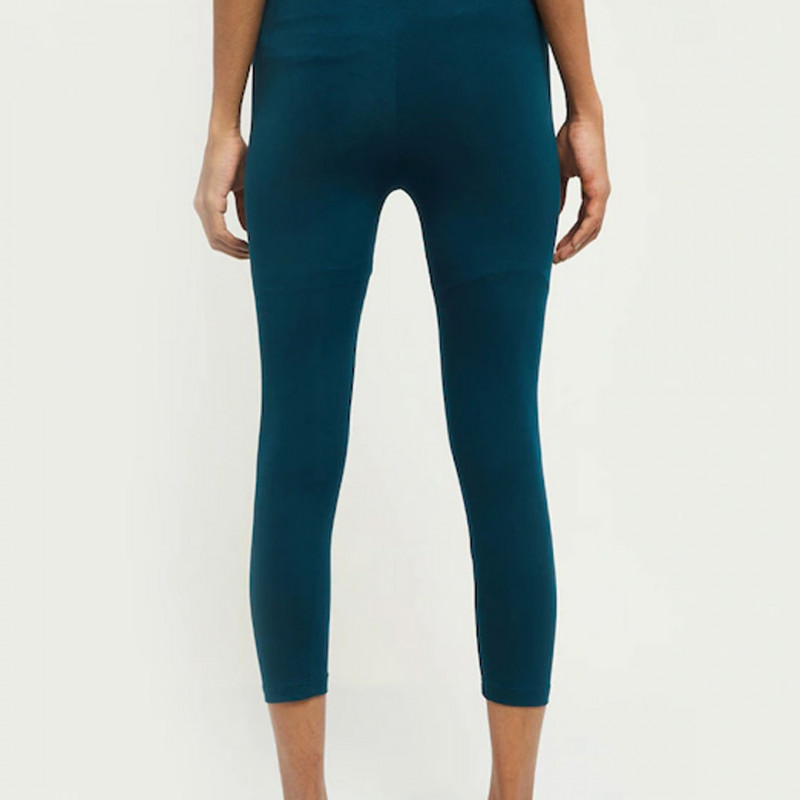 Women Teal Blue Solid Three Fourth-Length Leggings