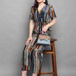 Blue & Orange Foil Printed Basic Jumpsuit